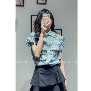 Áo Sơ Mi Công Sở Bèo Tay Bèo Ngực