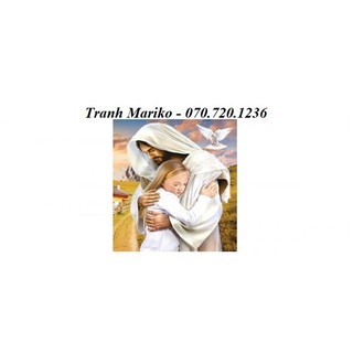 [T-LV3296] Tranh thêu chữ thập Tình yêu của Chúa (kích thước nhỏ 43x51cm)