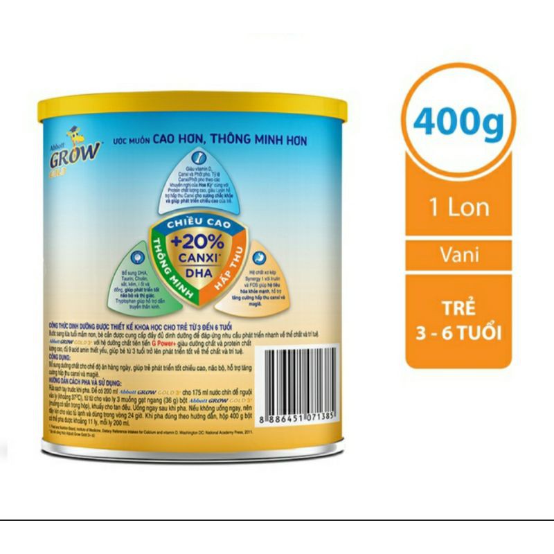 Sữa bột Abbott Grow Gold 3+ 400g