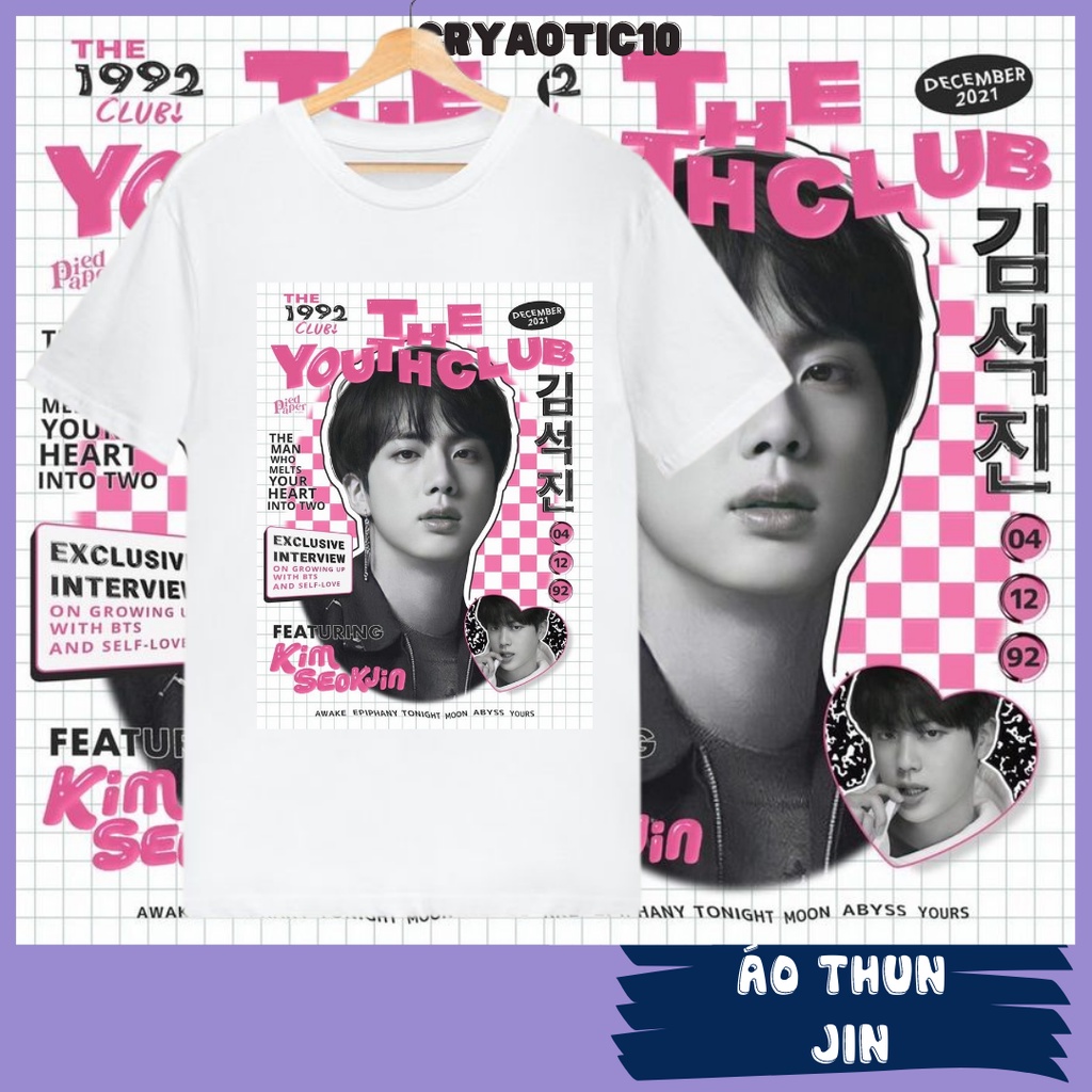 Áo thun các thành viên BTS Jungkook Jimin V RM Jin Jhope Suga tay lửng thun cotton unisex cryaotic10