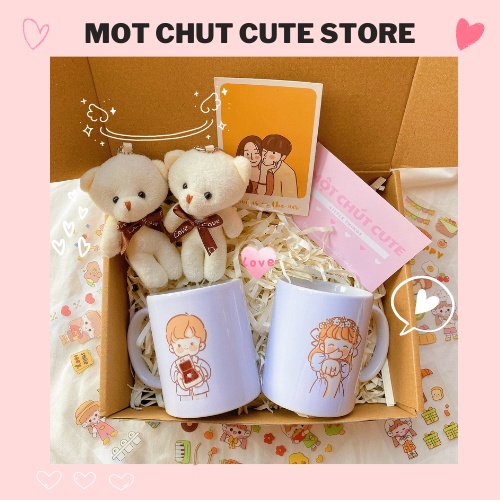 Set quà tặng VALENTINE Cốc đôi cầu hôn, tỏ tình tặng sinh nhật, 6/4 dành cho người yêu, bạn thân - Một chút cute Store