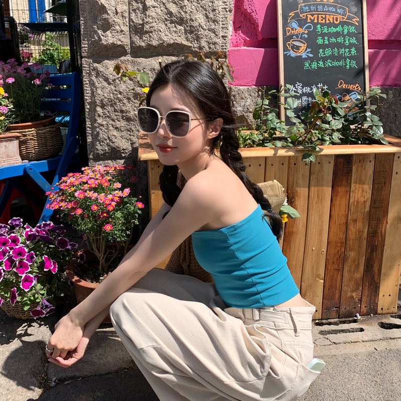 Kính Mát Màu Trắng Đen Chống Tia UV Phong Cách Hàn Quốc