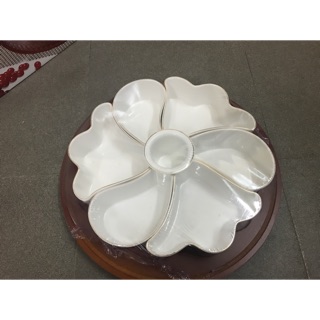 Khay mứt kẹo sứ trắng 6 ngăn