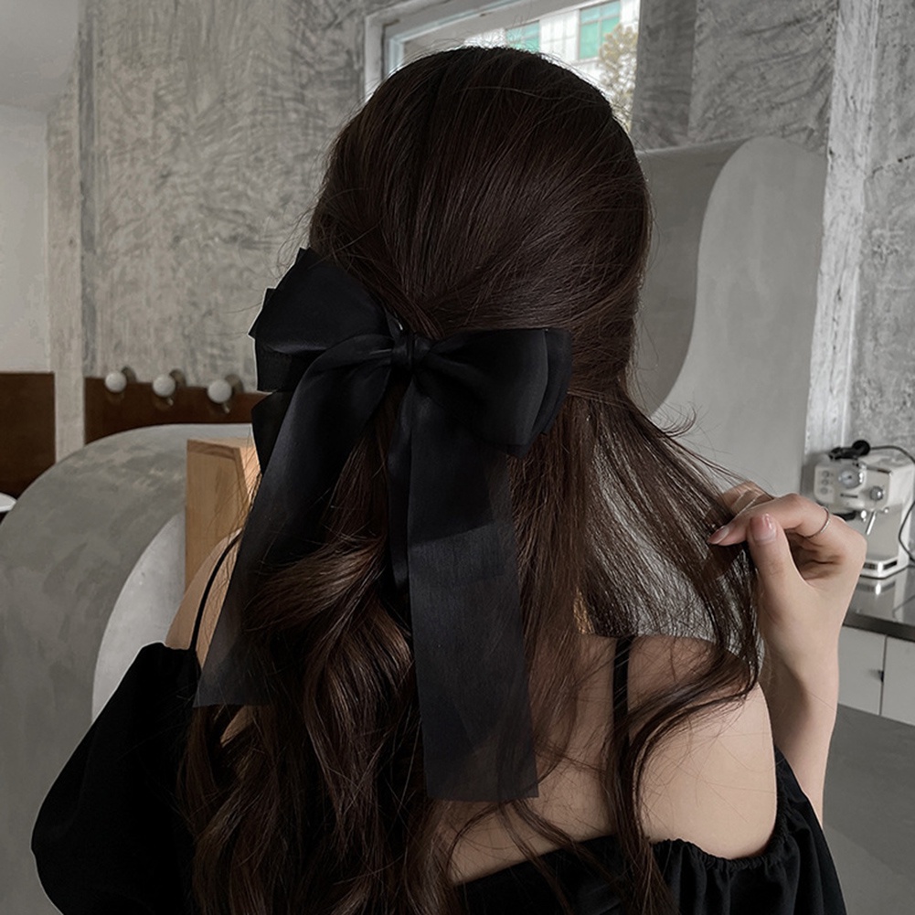 Kẹp TóC HìNh Nơ 21cm MàU TrắNg Đen ThờI Trang Cho Nữ