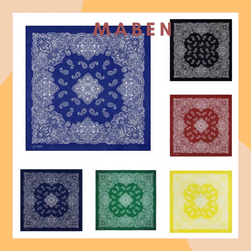 Khăn bandana vuông hoa văn đối xứng hạt điều size 55cm - Maben