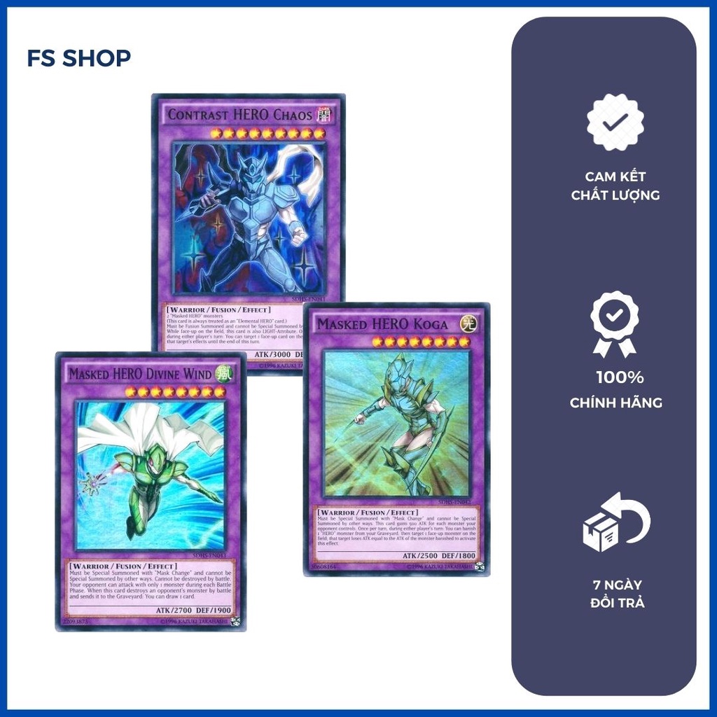 Thẻ bài Yugioh combo 3 lá Hero (Super Rare)-Thẻ bài chính hãng
