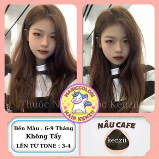 Thuốc Nhuộm Tóc Nâu Cafe Tặng Oxy Trợ Nhuộm Găng Tay Mũ Chùm Kenzii Lên Từ Tone 3 - 4