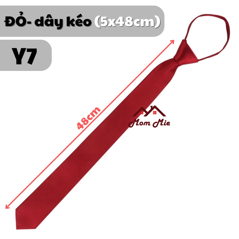 Cà vạt nam bản nhỏ 5cm - THẮT SẴN dây kéo hoặc TỰ THẮT (Đen, Nâu, Đỏ, Xanh biển) dành cho nam nữ