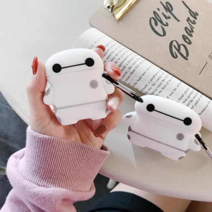 Vỏ bao đựng tại nghe airpod - Case airpod 1/ 2 Big hero Trắng chống va đập -Hồng Anh Case