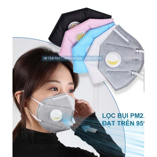 [Hộp 10 chiếc] Khẩu trang AM 05 lớp than hoạt tính đạt chuẩn KN95 lọc bụi siêu mịn PM2.5 Có van thở (CÓ BÁN LẺ 2 CÁI 1)