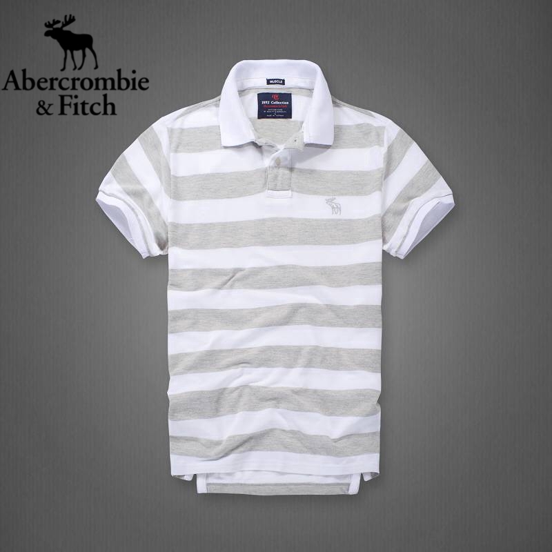 ABERCROMBIE & FITCH áo polo Tay Ngắn Màu Trơn Thời Trang Dành Cho Nam