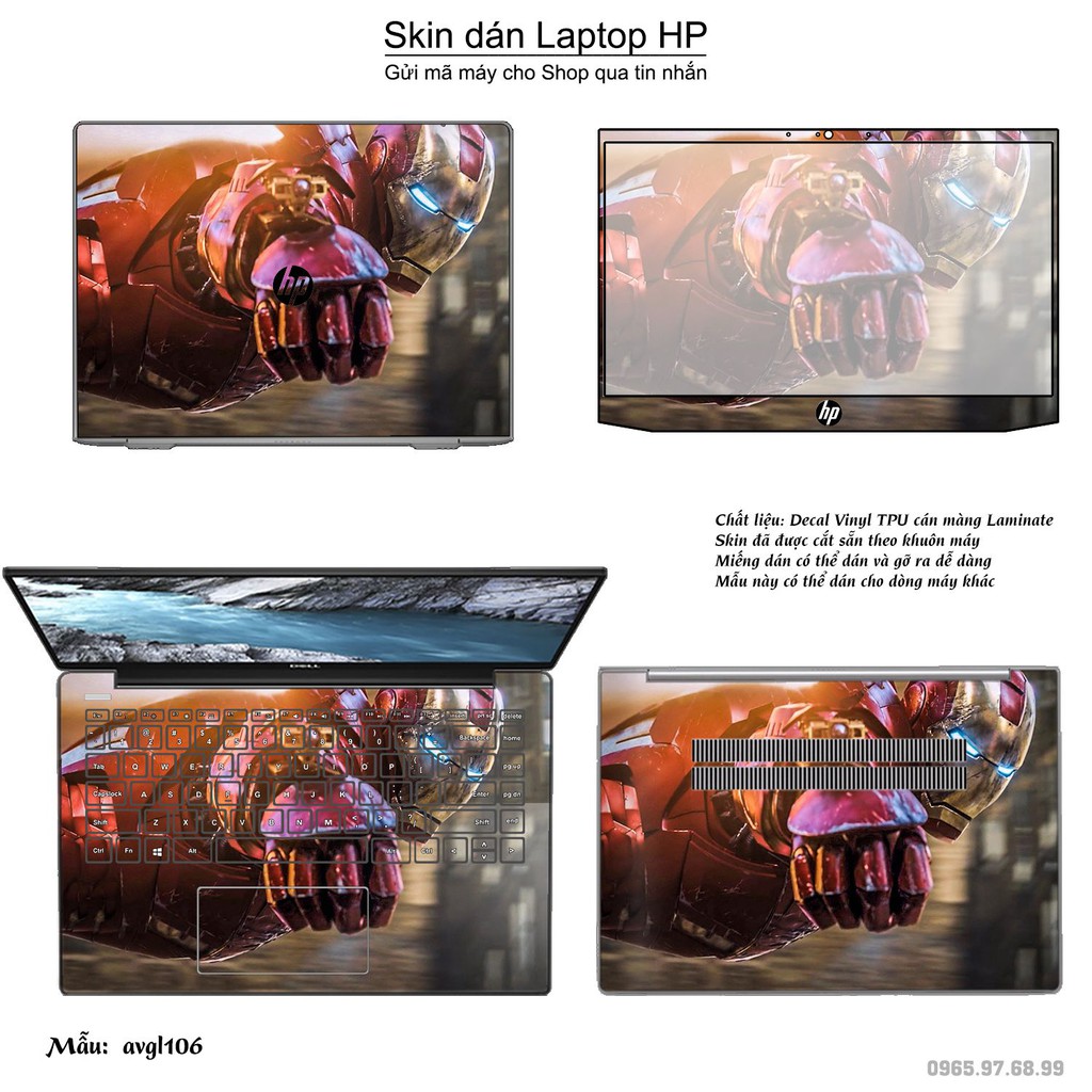 Skin dán Laptop HP in hình Avenger _nhiều mẫu 2 (inbox mã máy cho Shop)