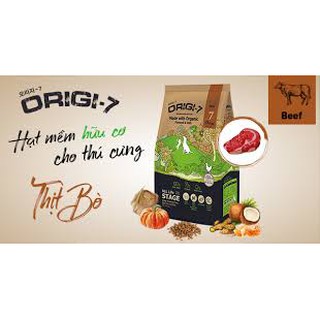 2kg thức ăn hạt mềm hữu cơ thịt bò origi-7 được làm từ thịt bò tươi ngon, chỉ sử dụng nguồn nguyên liệu hữu cơ sạch,