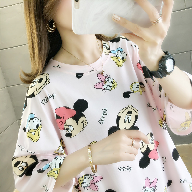 【Available COD】 - EasyCore White Large Large Size T-shirt, Cute Fashion Cartoon Wide T-shirt for Women