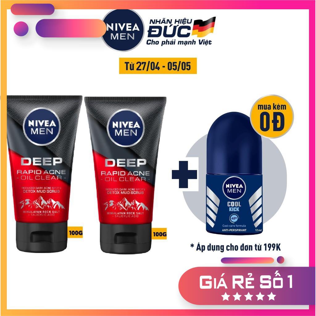 Bộ 2 chai sữa rửa mặt NIVEA MEN Deep Rapid Acne Oil Clear (100g/chai) - 88521