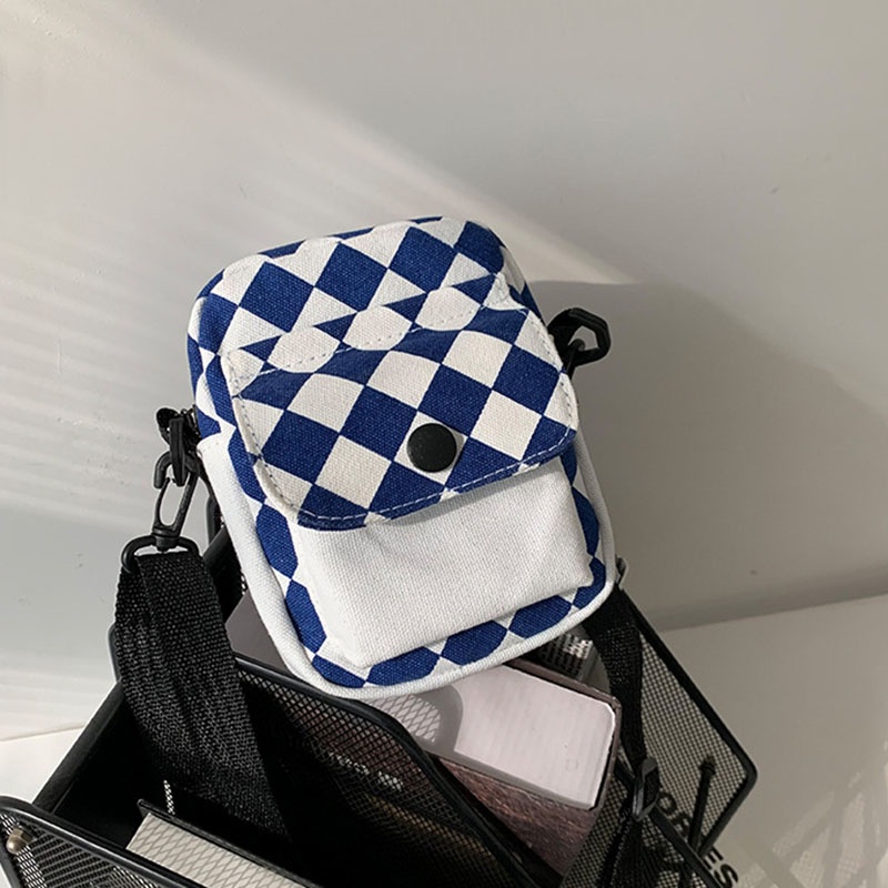 Túi đeo vai IELGY vải canvas kẻ sọc xinh xắn thời trang dành cho nữ