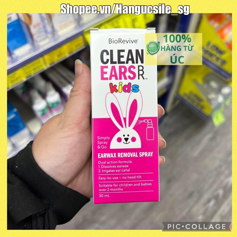 Xịt tan ráy tai Cleanears Kids Úc 30ml, Clean Ears