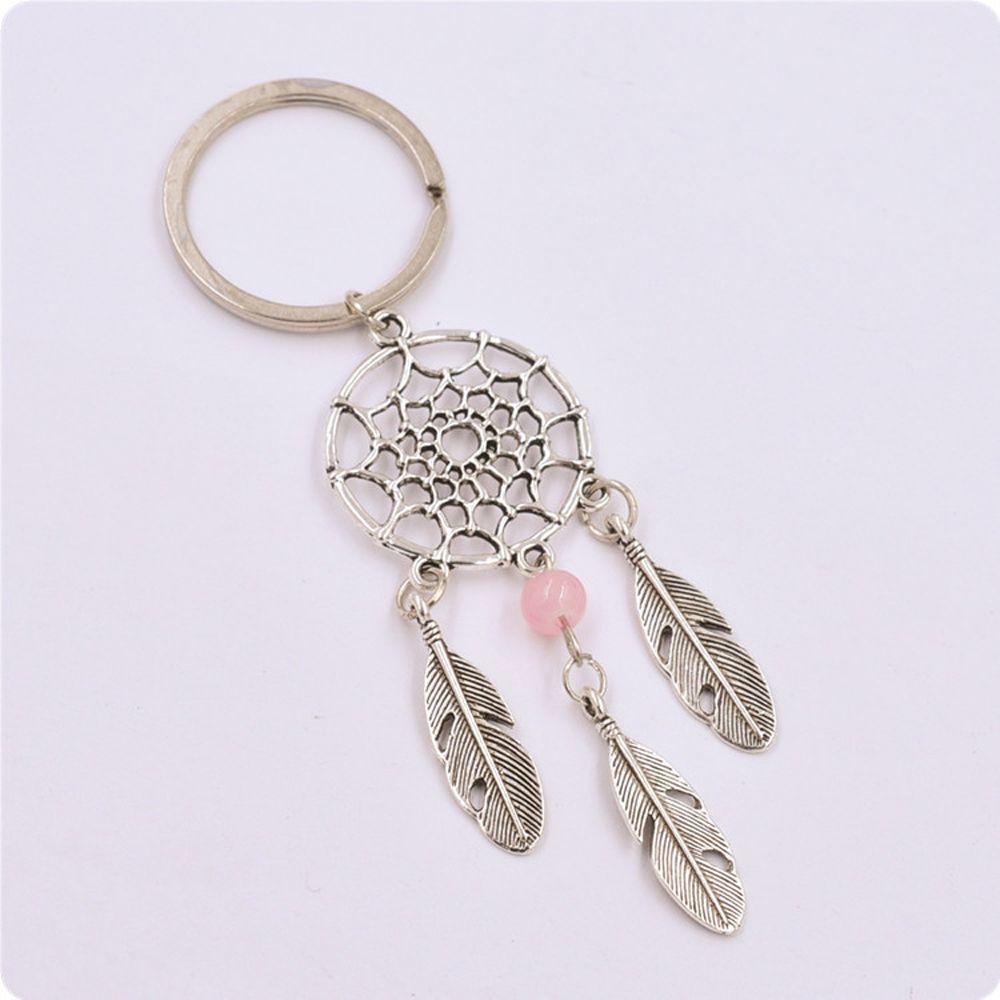 Móc Khóa Hình Dreamcatcher Bằng Hợp Kim Phối Lông Vũ Nhiều Màu Sắc