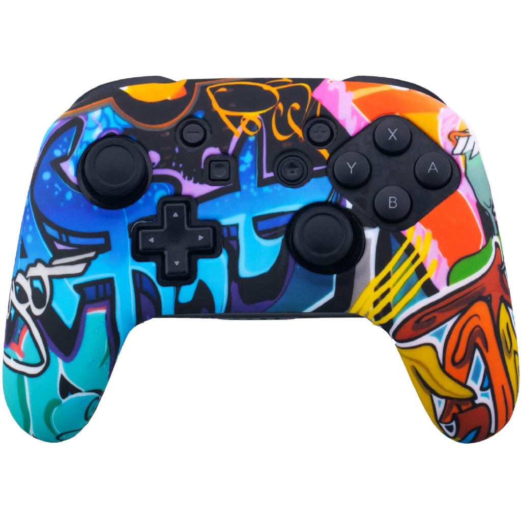 Vỏ bọc bảo vệ tay cầm chơi game bằng silicon họa tiết Graffiti cho Nintendo OFFICIAL Switch Pro với 8 nút bọc phím Pro
