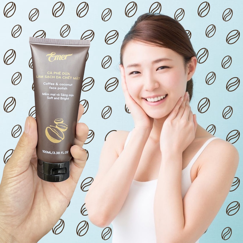 Tẩy tế bào chết mặt cà phê dừa Emer Garin 200ml làm sạch da chết mặt da sáng mịn