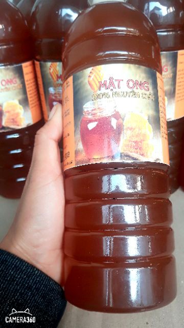 Mật ong nguyên chất cực ngon đặc sánh y hình chai 1000ml