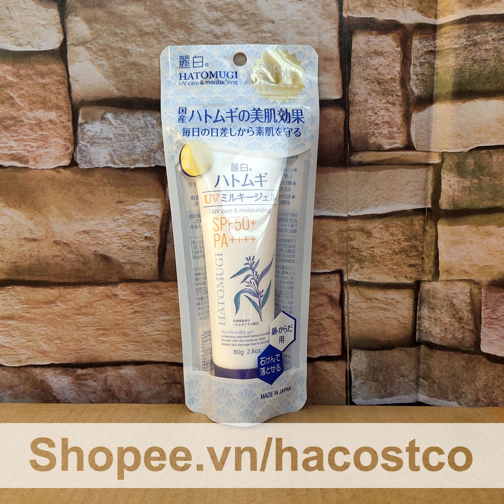 Sữa Chống Nắng Dưỡng Ẩm Ý Dĩ Hatomugi The UV Milky Gel SPF50+ PA++++ 80g của Nhật - UV Care & Moisturizing