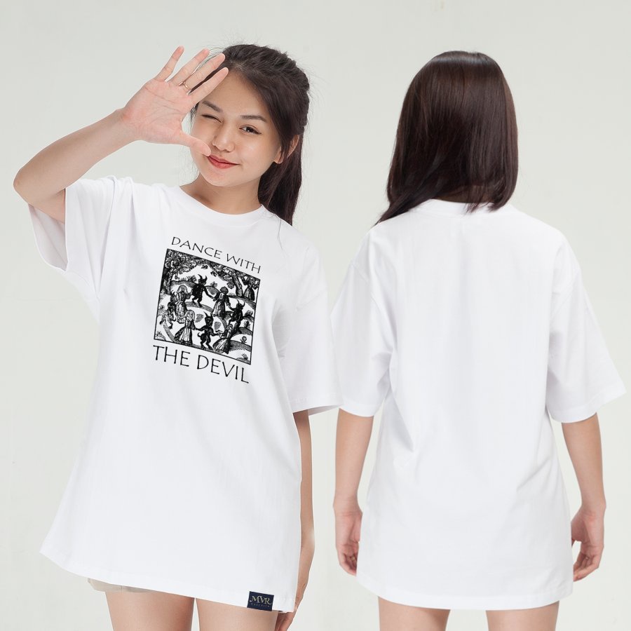 Áo thun nữ tay lỡ Cotton thoáng mát Nhảy vòng tròn với quỷ MVR KK3993