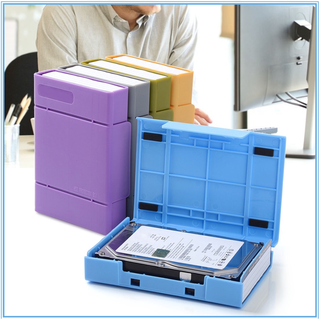 Hộp Đựng Ổ Cứng Chống Sốc Màu Trơn 3.5 Inch