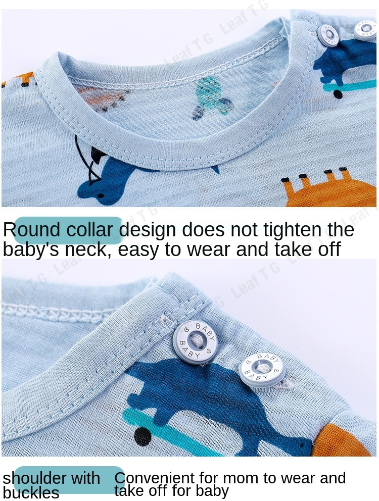 Bộ đồ ngủ cotton tay ngắn thoáng khí cho trẻ em