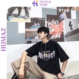 Áo thun tay lỡ phông Unisex nam nữ oversize form rộng ulzzang SNEAKERS thời trang HUMAZ A17