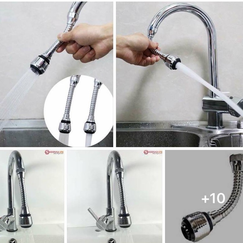 Vòi nước tăng áp Inox xoay 360