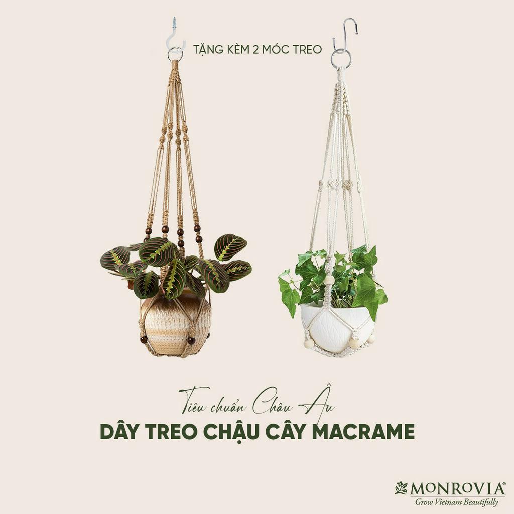 Dây treo chậu cây Macrame MONROVIA, decor trong nhà, văn phòng, ban công, sang trọng, đan thủ công tỉ mỉ từ sợi cotton