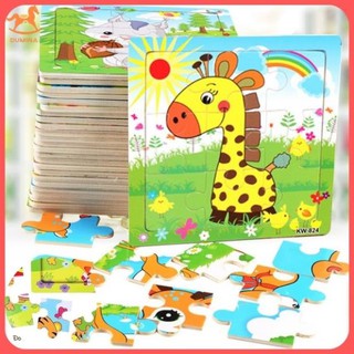 Ghép hình puzzle tranh ghép gỗ 9 mảnh xếp hình con vật, phương tiện cho bé