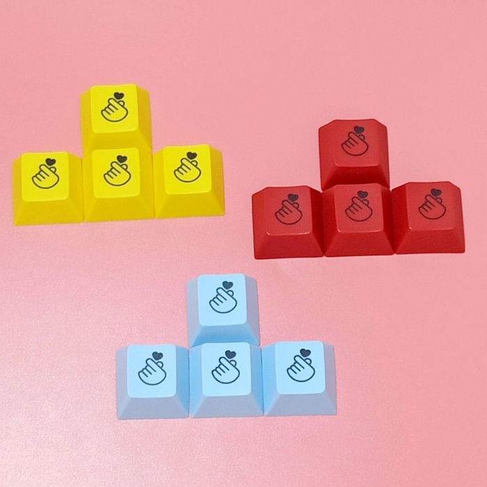 Bộ 4 Nút Bàn Phím PBT r1 Hình Trái Tim Mũi Tên Dễ Thương
