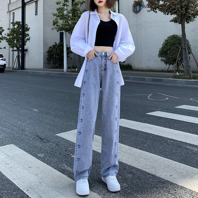 Quần Jeans Baggy Lưng Cao Ống Suông, Quần Jeans Baggy Nữ Ống Rộng, Quần Jeans Baggy Nữ Cạp Cao Ống Rộng