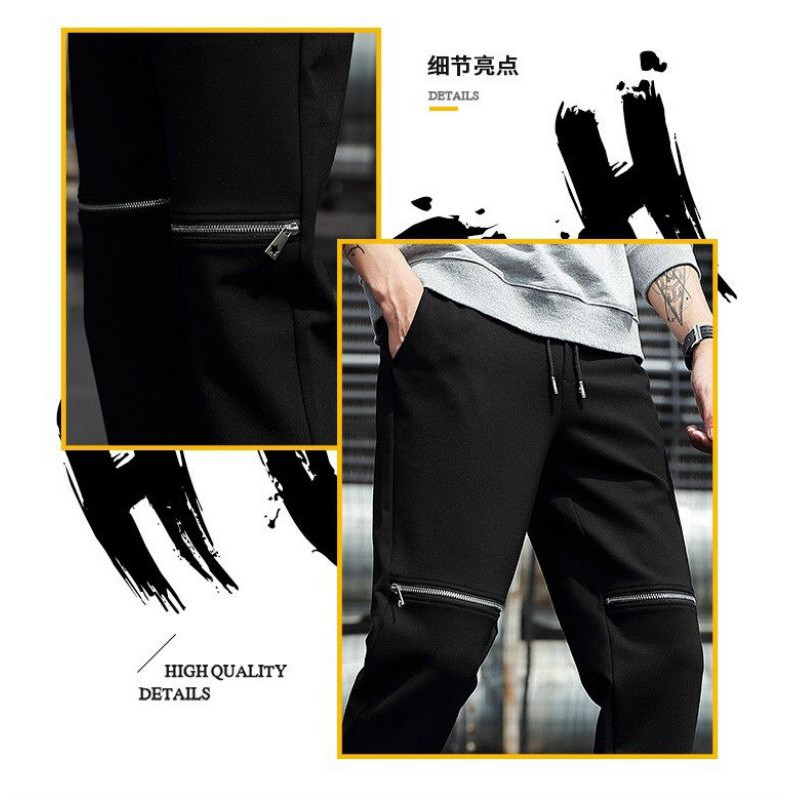 Quần kaki nam kiểu jogger khoá kéo 2 gối thời trang cá tính