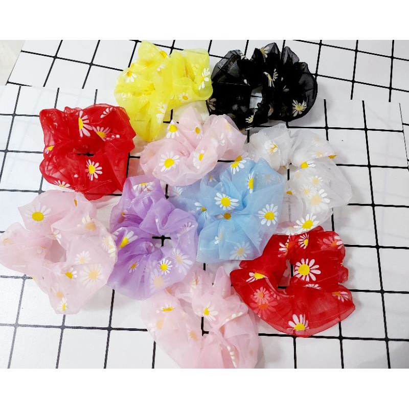 [Dọn kho xả lỗ Mua 1 Tặng 1]Scrunchie Dây Cột Tóc bông hoa cúc GD bắt trend
