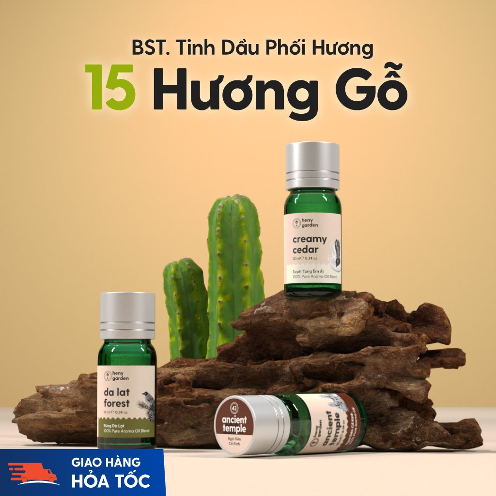 15 MÙI Tinh Dầu Nhóm Gỗ HENY GARDEN Làm Thơm Phòng Lưu Hương Lâu, Làm Nến Thơm