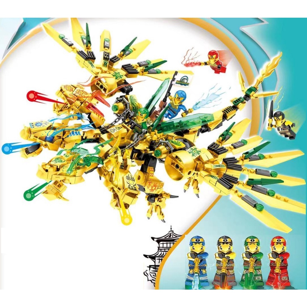 806 Khối Xây Dựng Hình Rồng Vàng MOC Ninja