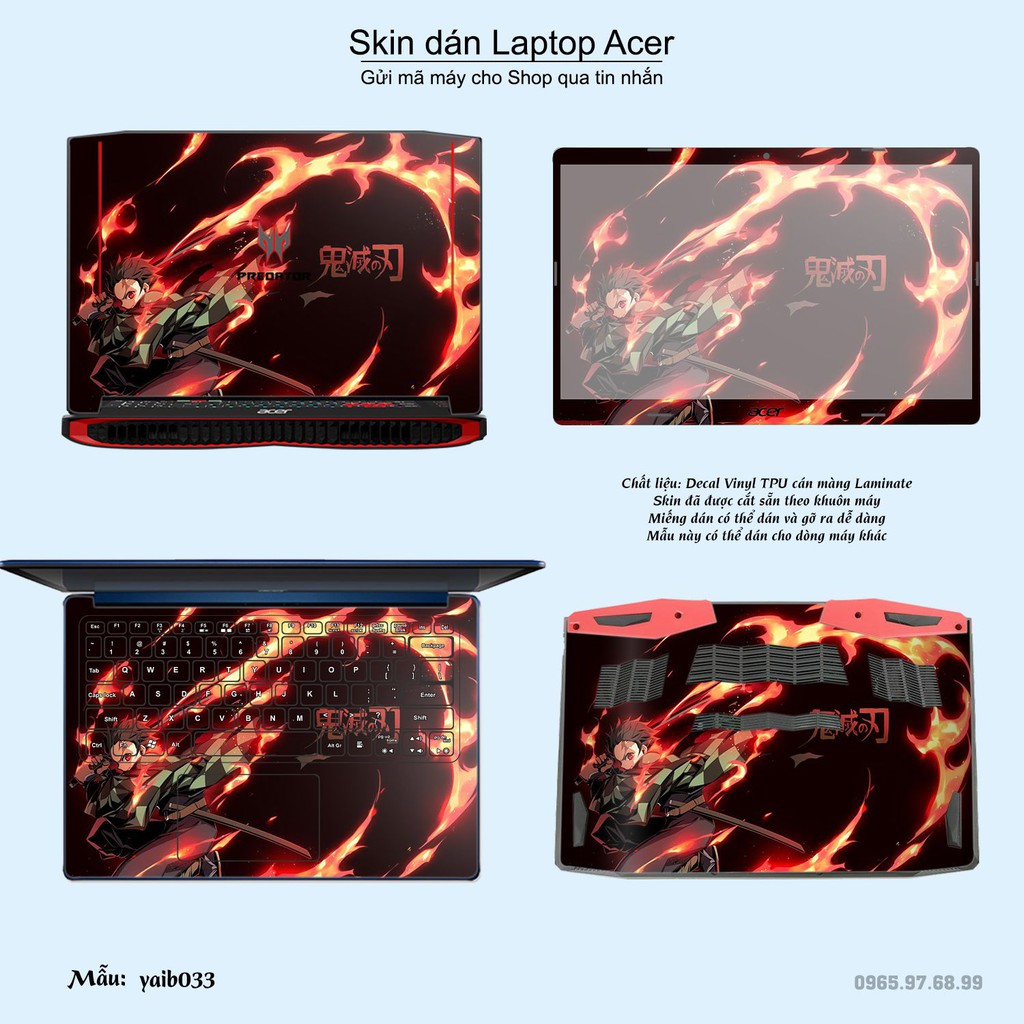 Skin dán Laptop Acer in hình Kimetsu No Yaiba nhiều mẫu 2 (inbox mã máy cho Shop)