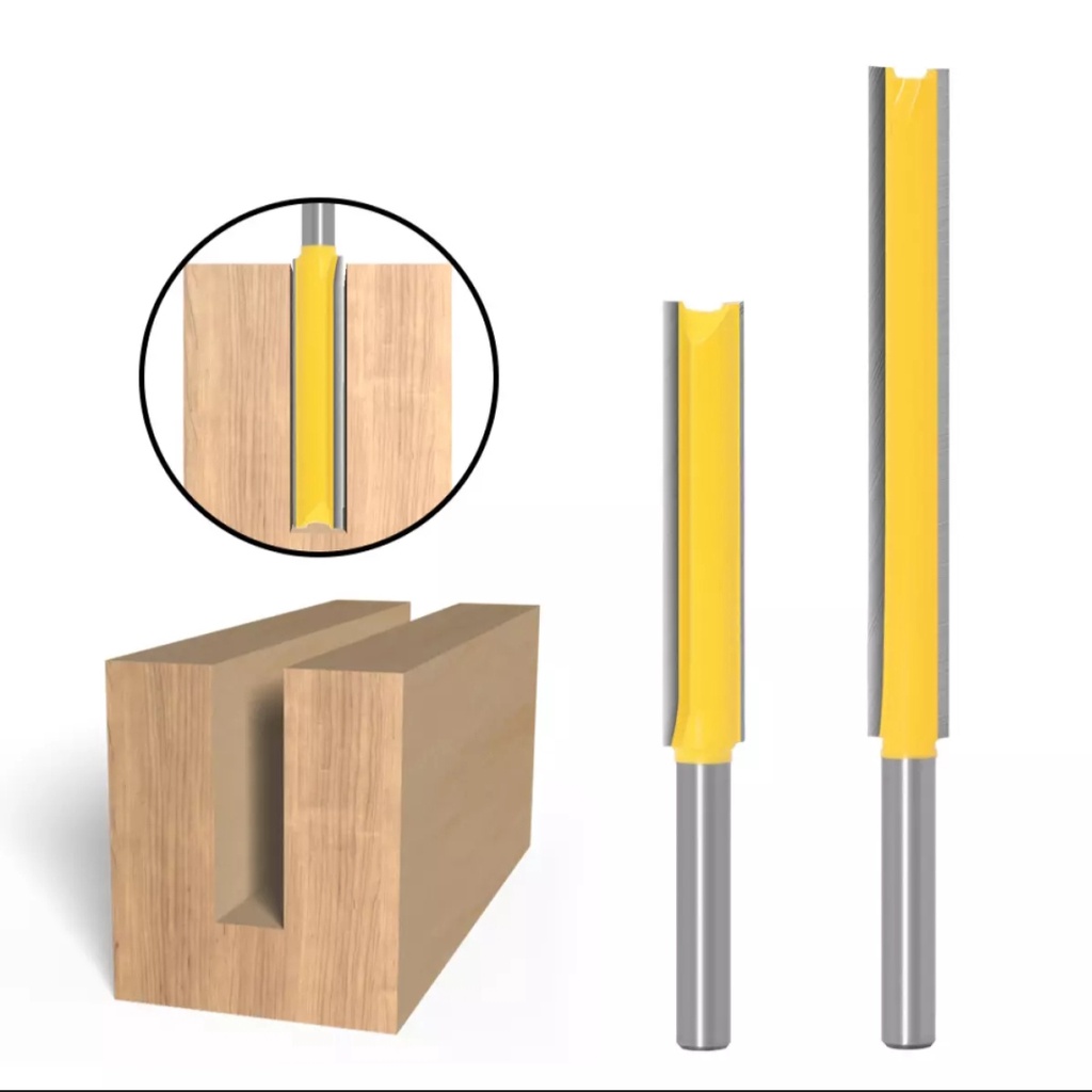 Mũi phay gỗ phay rãnh thẳng, Thân bằng thép cứng và cacbua hạt, cốt 6.35mm