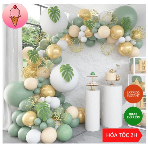 Set Bóng Trang Trí Tông Xanh Tropical Phong Cách Châu Âu Trang Trí Tiệc Sinh Nhật - K134