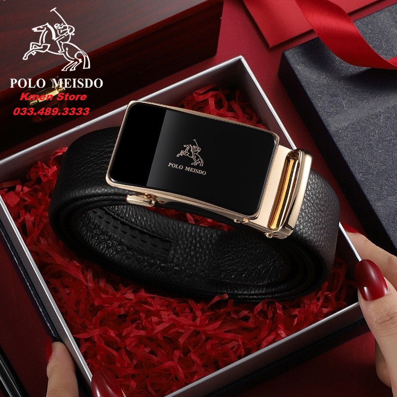Thắt Lưng Nam Dây Nịt Nam Da Bò Thật Cao Cấp Full Hộp POLO MEISDO Làm Quà Biếu Tặng Sinh Nhật PL22