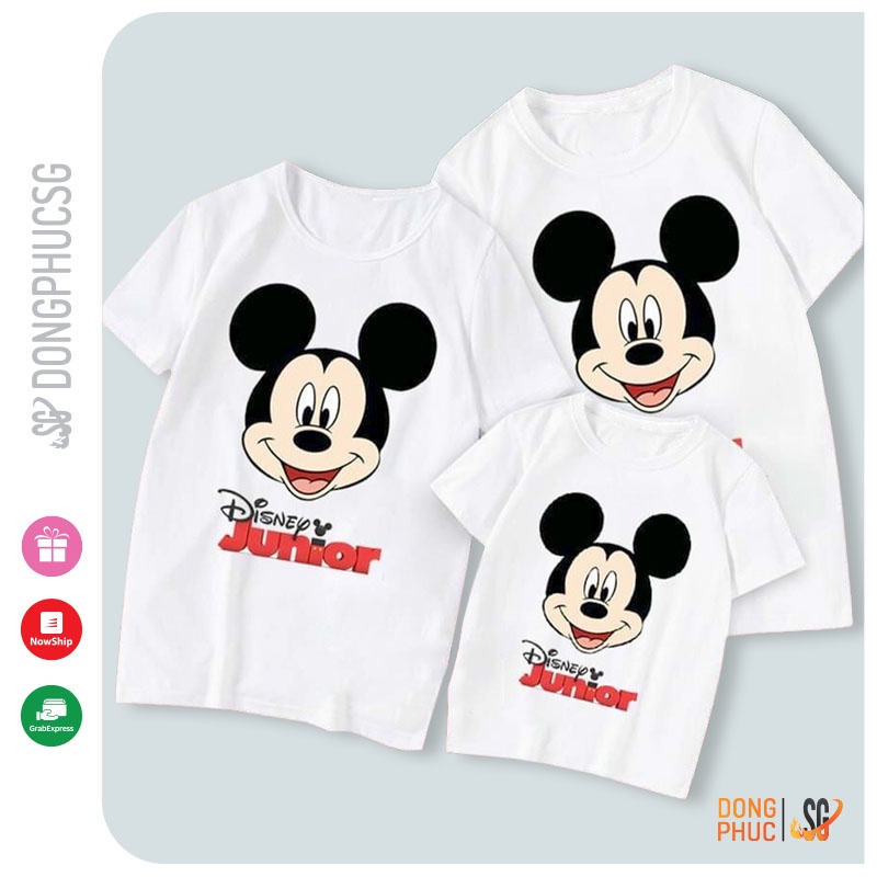 Đồ đôi mẹ và bé đồng phục áo thun gia đình 3/4/5 người mẫu Mickey thun cotton dày dặn GD407 | DONGPHUCSG