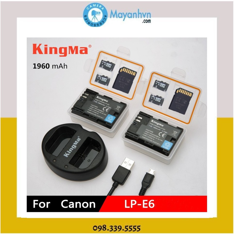 Bộ 2 pin 1 sạc đôi cho Canon LpE6