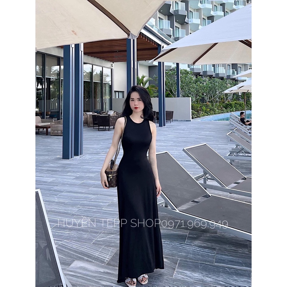 Váy 3 lỗ sát nách dáng dài đầm tôn eo cotton 4 chiều MIVOSA VN543