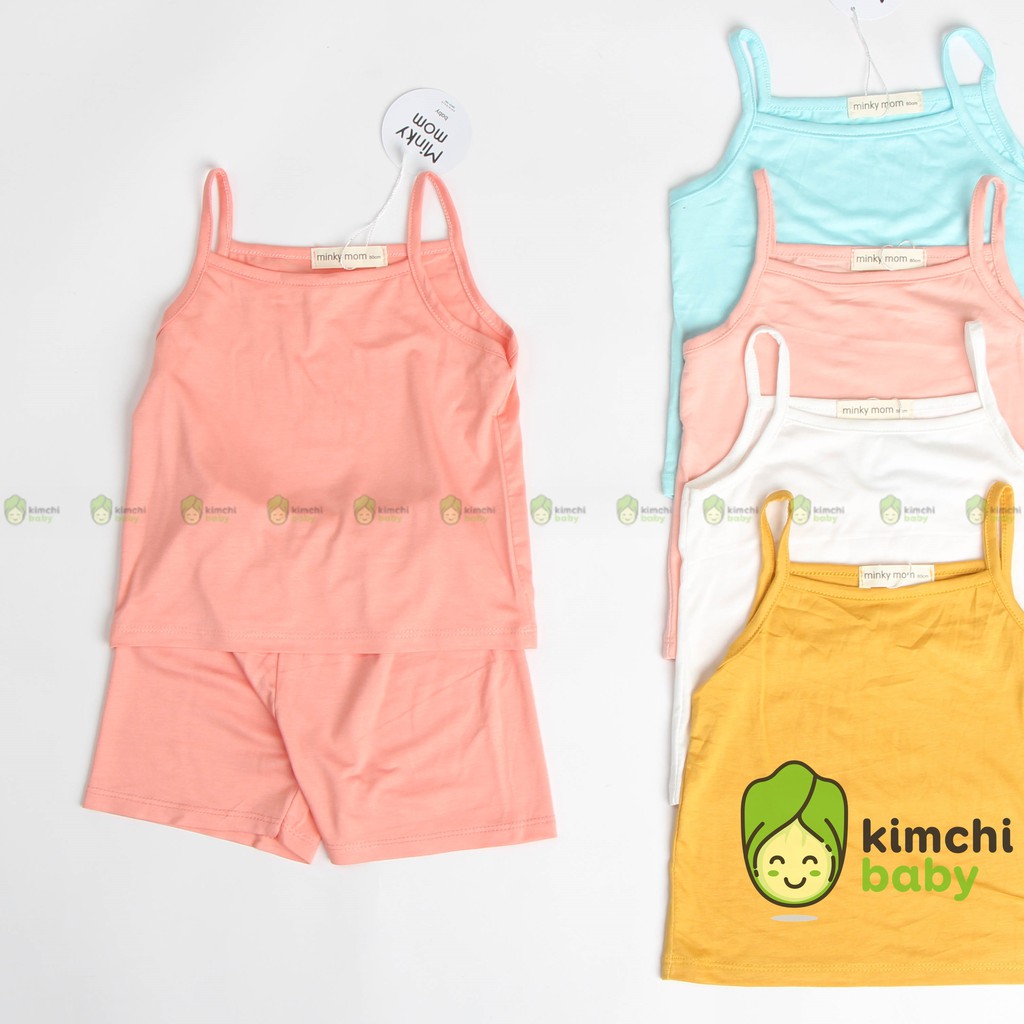 Bộ 2 Dây Bé Gái Minky Mom Vải Thun Lạnh Trơn Basic Mềm Mát, Áo Hai Dây Cho Bé Gái Mặc Hè Thoáng Mát MKM2134