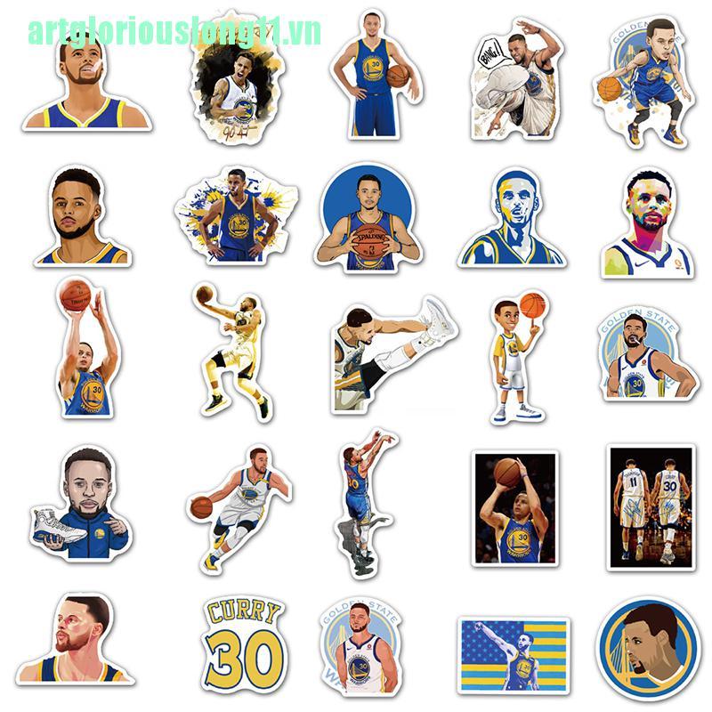 Set 50 Sticker Dán Trang Trí Hình Cầu Thủ Bóng Rổ Messi / James / Kobe / Curry