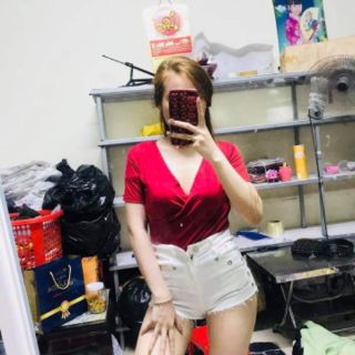 Áo thun đắp chéo nữ(chất vải hàng bao đẹp)