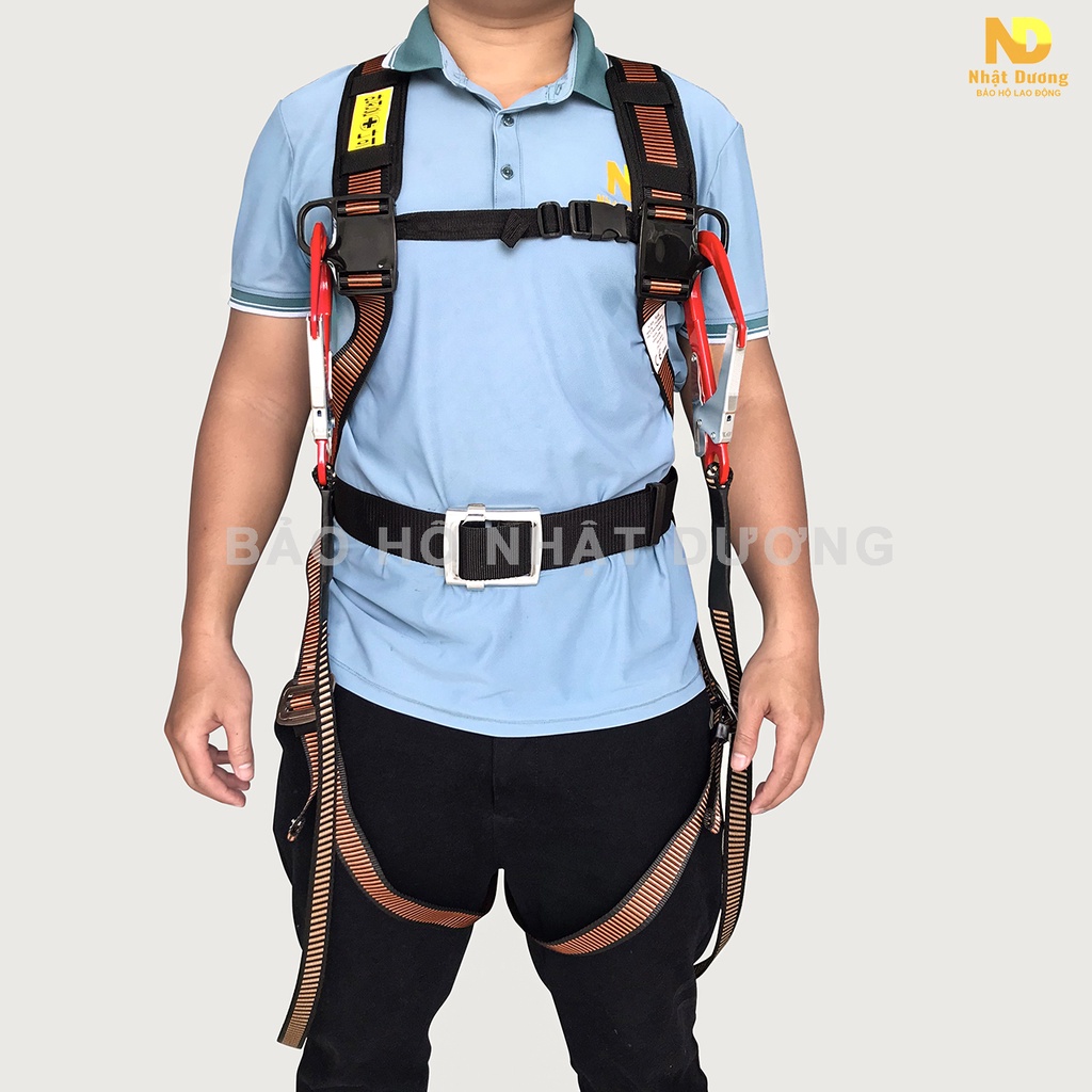 Dây an toàn toàn thân 2 móc nhôm có giảm xóc CC22, Dây bảo hộ lao động Nhật Dương kiểu kukje cao cấp